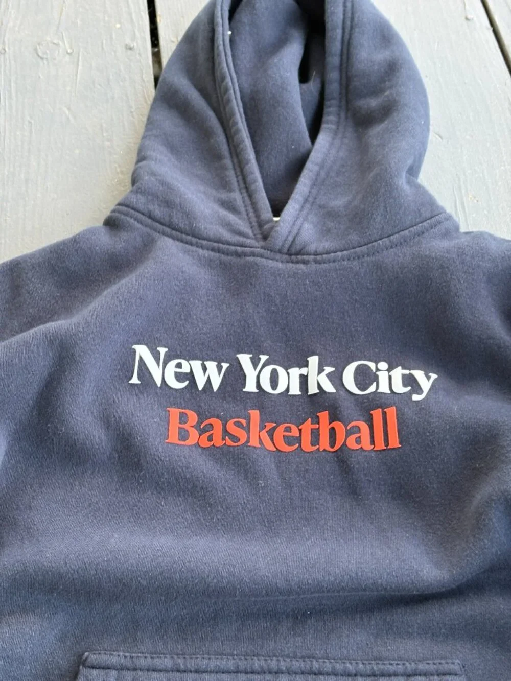 Local Hoops New York City Basketball Hoodie Boys Navy Blue Large